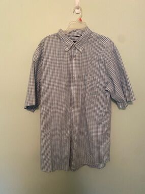 Covington Short-Sleeve Button-Down Shirt in Blue and White Check